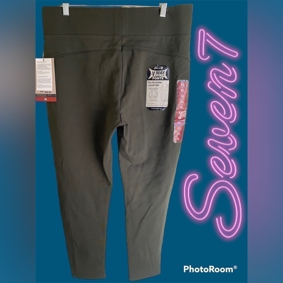 SEVEN7 4 Way Stretch Scallop Hem PullOn Ponte Leggings Size XL Pretty Olive NWT. - Picture 4 of 13